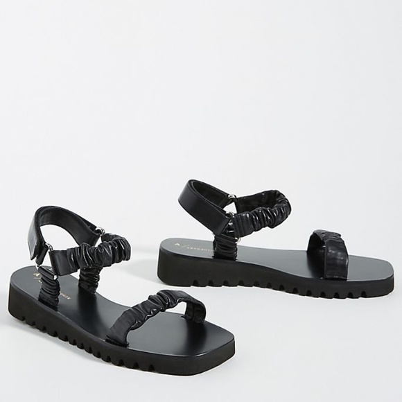 Anthropologie | Shoes | Anthropologie Fiona Black Leather Sport Sandals |  Poshmark